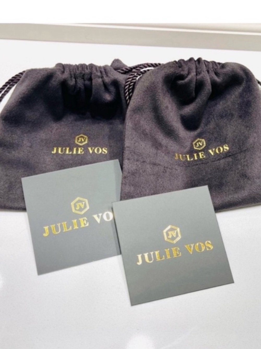 2 Julie Vos Velvet Keepsake Pouches w/Cards NIB